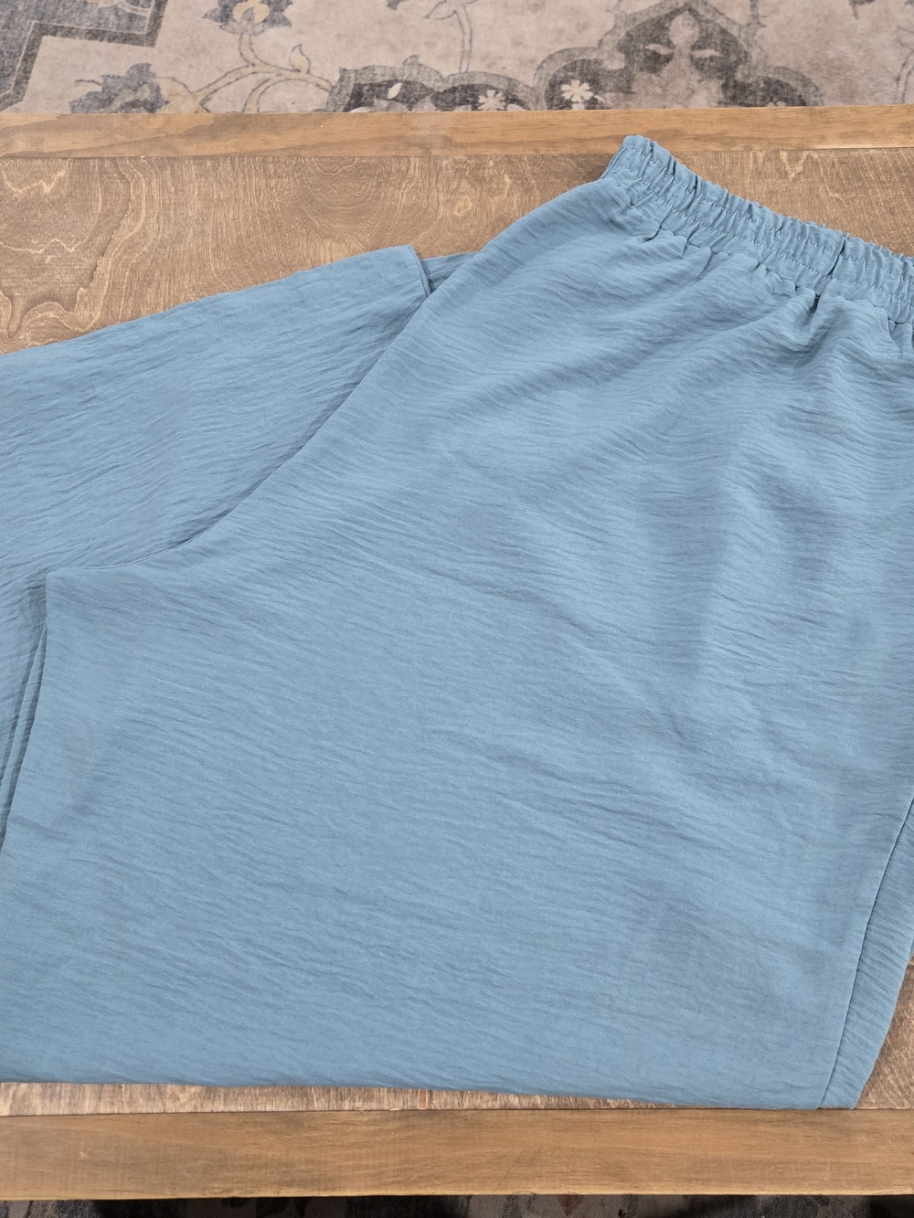 Wide-Leg Women’s Plus Size 5x Pull-On V Waist Pants in Dusty Blue Lightweight